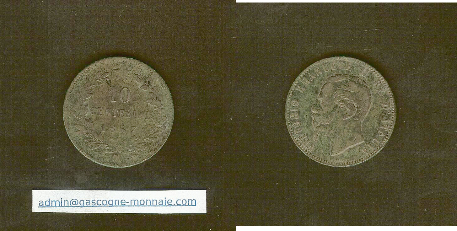 Italy 10 centesimi 1867OM VF+